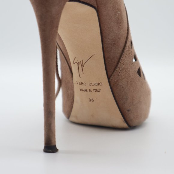 Giuseppe Zanotti Lazer Cut Coline 110 Lace Up Suede Sandals 36 - Picture 5 of 10